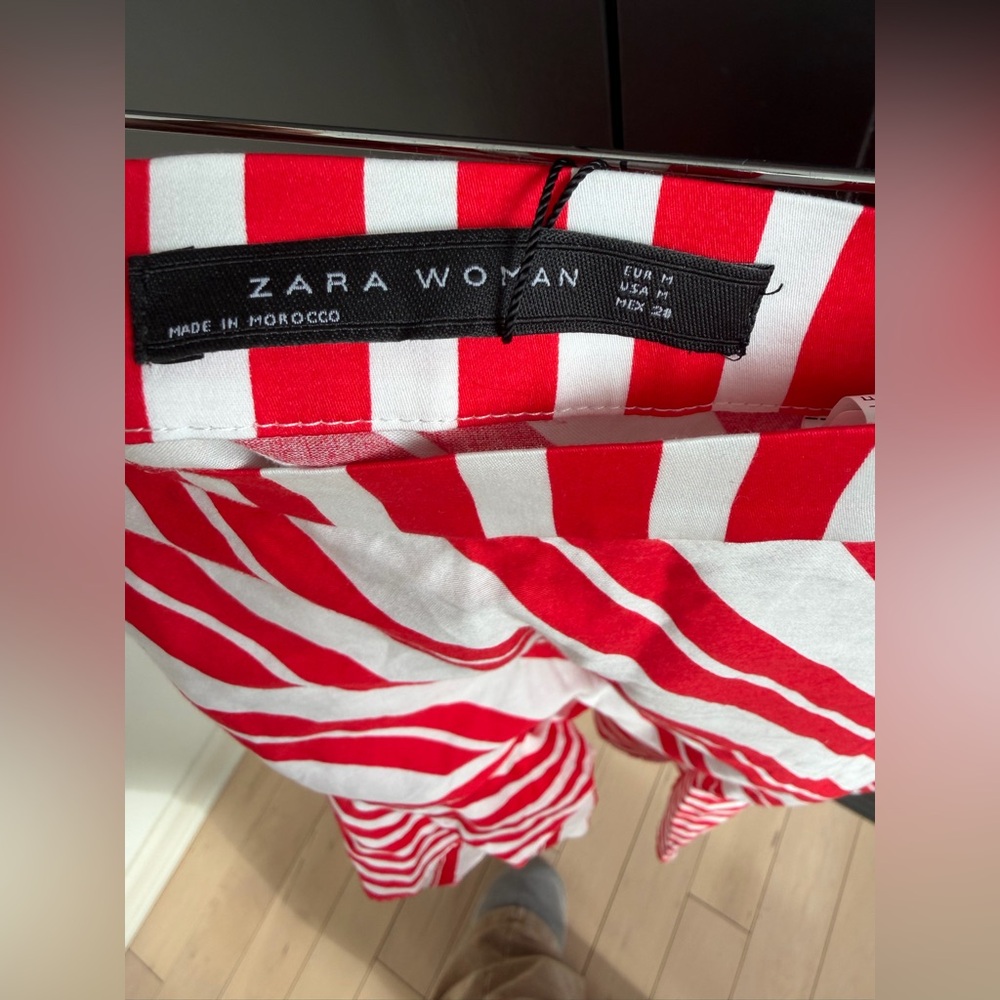 Zara | Asymmetrical Red and White Striped Skirt | M | NWT - Picture 10 of 11